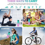 Water Bottle with Straw 1L,Boys Water Bottles with Straw 1 Litre,Waterbottle Leak-Proof Sports Water Bottle,Plastic Drinks Bottles Toxin Free，Bpa-Free (Green Purple)