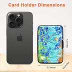 Mayski Credit Card Holder, RFID Blocking, Aluminum Alloy Hard Case, Small Mini Business Metal Wallet for Women Men, Floral Art