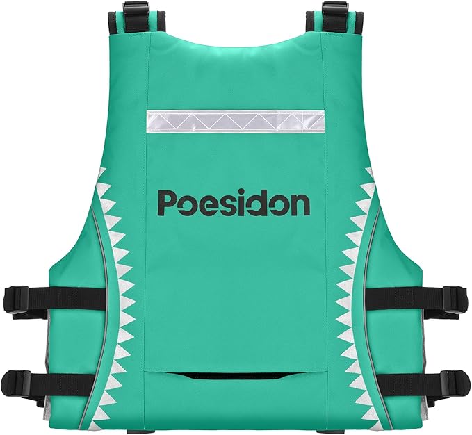Poseidon Adjustable Water Safety Life Jacket - Classic Unisex Design with Front/Rear Storage Compartments for Multiple Water Activities