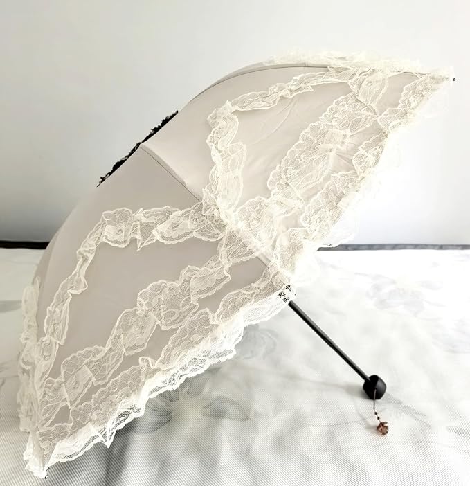 URAWESO Vintage Lace Parasol Gothic Lolita Umbrella UV Sun Protection Witch Cosplay Photoshoot Props Party Decoration