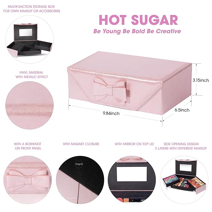 Hot Sugar Makeup Kit for Teenagers, Beginner Makeup Gift Set for Women Full Makeup Kit (Pink)