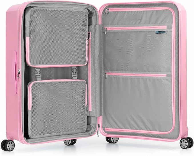 Traveler's Choice Pagosa Hardshell Expandable Luggage with Spinner Wheels, Pink, 3-Piece Set (22/26/30)