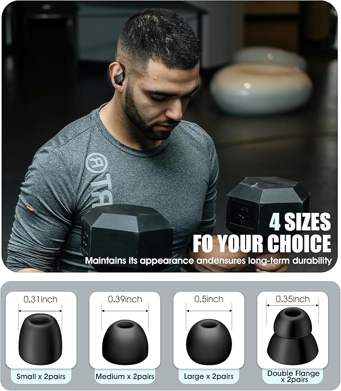 8 Pairs Ear Tips for Beats Powerbeats Pro/Beats Flex/Beats X with Cleaning Kit, Soft Silicone Fit in Case Replacement Tips for Beats Powerbeats Pro/Beats Flex/urBeats - Black