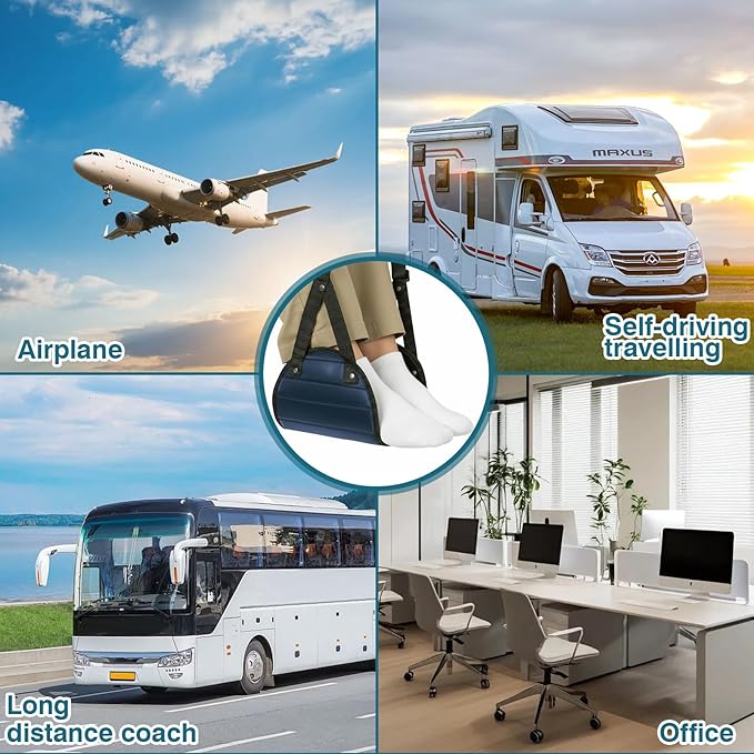 Portable Airplane Foot Hammock,Ergonomic Travel Foot Rest for Long Flights,Must-Have Airplane Travel Essentials