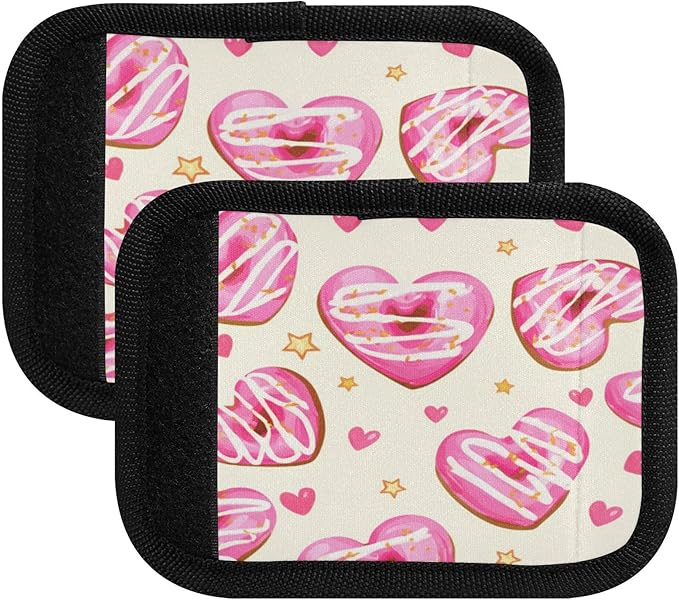 4 Pack Valentines Chocolate Luggage Handle Wrap, Detachable Luggage Tag, Neoprene Suitcase Wrap with Comfort Grip & Bright Identifier for Suitcase, Travel Bag, Sports Bag