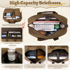 Mens Laptop Messenger Bag Canvas Briefcase Waterproof Vintage Computer Bag Shoulder Bag Satchel Bags for Work College Travel