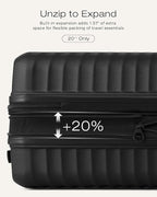 Coolife Luggage 3 Piece Set Hardside Upgraded Durable PC Lightweight Travel Suitcases with Dual Spinner Wheels & TSA Lock, 20'' Expandable Only (Black, 3-Piece Set (20/24/28))