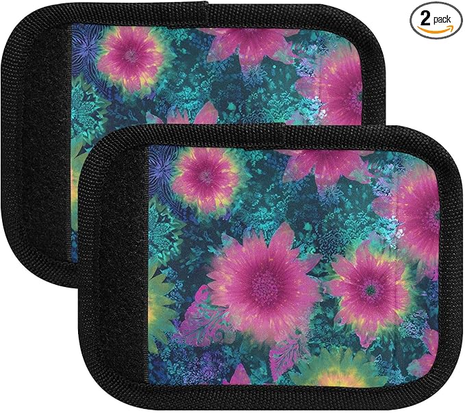 Tie-dye Mandala Luggage Handle Wrap for Suitcase Luggage Tags Handle Covers Identifiers Soft Decorations Travel Accessories 2 Pack