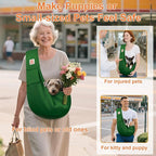 Tomkas Small Dog Cat Sling Carrier Puppy Purse Travel Wrap Soft Crossbody Pet Bag (Emerald Green, M - Zip Pocket & Adjust Strap)