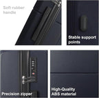 3-Piece Luggage Set 3 (20"/24"/28"), Hardside Suitcases with 8 Spinner Wheels, Scratch-Resistant ABS Shell, set2, set3 Travel Suitcase, TSA Lock (Minimalist Design, Dark Blue)