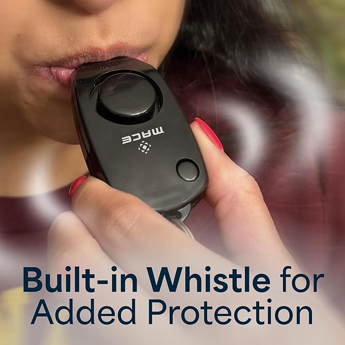 Mace Personal Safety Alarm - Loud 130db Siren, Built in Emergency Whistle, Easy On/Off Push Button Activation, Batteries Included, Personal Alarm for Women & Men - Black