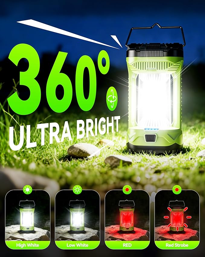 AlpsWolf Camping Lantern Rechargeable, 4000LM LED Lanterns for Power Outages, 4600mAh Super Bright Portabl Lantern & Lights for Emergency, Hurricane, Camping