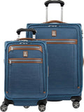 Travelpro Platinum Elite Softside Expandable Luggage, 8 Wheel Spinner Suitcase, TSA Lock, Men and Women, Coastal Blue, 2-Piece Set (21/25)