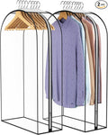 Liuoud Clear Garment Bags for Hanging Clothes10” Gusseted, Suit Bags for Closet Storage, Hanging Plastic Clothes Cover for Coat, Dress, Fur, Shirt, 2 Pack, 40” Long
