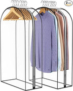 Liuoud Clear Garment Bags for Hanging Clothes10” Gusseted, Suit Bags for Closet Storage, Hanging Plastic Clothes Cover for Coat, Dress, Fur, Shirt, 2 Pack, 40” Long