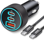 67W 3-Port Super Fast Type C Car Charger USB C for Samsung Galaxy S26 S25 S24 S23 S22 Ultra, iPhone 17/Air/16/15 Pro Max, Android, PD/QC Car Phone Adapter Accessories for Men Women + 3FT USB-C Cable