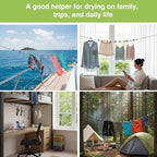 2 Pcs Camping Clothesline Portable 12 Clothespins, Camping Accessories Travel Clothesline for Outdoor Indoor, Retractable Clothes Line Elastic Clothesline, Windproof for Travel Camping Indoor Use