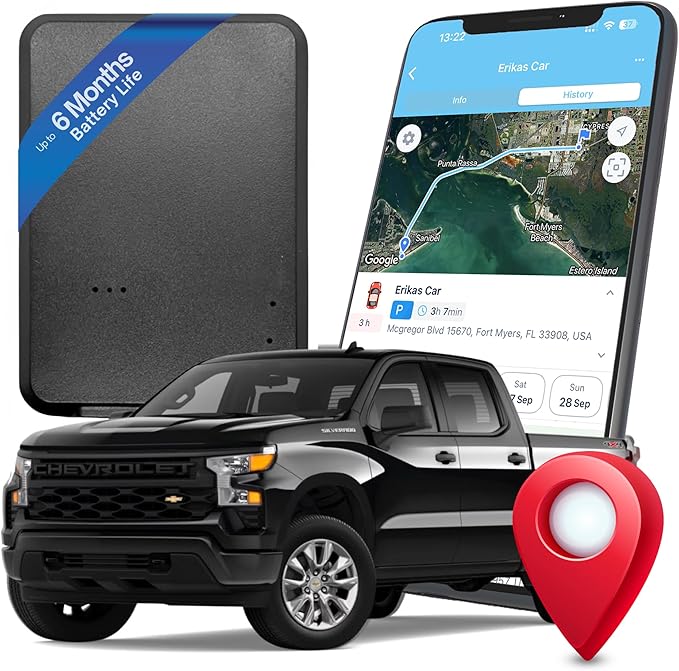 GPS Tracker for Vehicles - Up to 6-Month Battery - Real Time GPS Car Tracker - Hidden Magnetic Tracking Device for Cars, Fleets, Trailers - Global Tracking w/Lifetime Support - Subscription Required