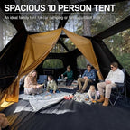 EVER ADVANCED 10 Person Camping Blackout Design Tent, Multi Room Tent for Family, Large Tents with Rainfly and Carry Bag, 2 Doors, Water-Resistant, 14ft x 10ft x 84in