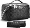 BOYATU Travel Makeup Bag Organizer: 3 Pcs Set Large Capacity Cosmetic Bags Holds 10–20 100ml Full-Size Bottles for 3–15 Day Trips - 180°Open-Flat Make up Case 3-sec touch-up - Toiletry Bag Gift women