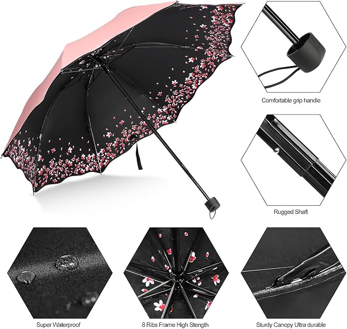 Sakura Umbrella-Windproof Anti Rain/Sun,Cherry Blossom Folding Umbrella