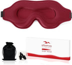 Sleep Eye Mask for Men Women, Sleeping Mask for Side Sleeper, Travel Blackout Night Blindfold Eye Shade Cover with Adjustable Strap (Red)
