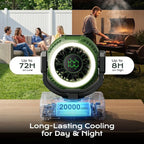 Portable Rechargeable Camping Fan, 20000mAh Battery Operated Fan with LED Light, 1-100 Stepless Speed, 1-12H Timer, Brushless Motor, Oscillating Desk Fan, Tent Fan with LED Display for Camping Travel