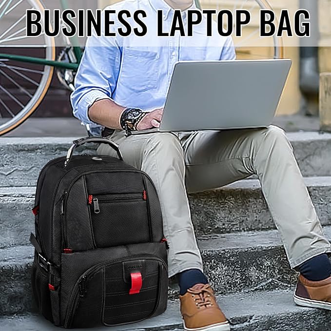 YOREPEK Large Backpack for Men, Extra Large Laptop Backpacks for Men Women, Water Resistant Travel Backpack Airline Approved Business Work Bag Fits 17 Inch Computer, Black