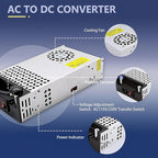 110V 120V to 12V Converter 50A 600W, AC to DC 12V Power Supply SMPS, 12 Volt DC Transformer High Current for LED Strip, 3D Printer, CCTV, Motor, Pump, Air Compressor(12V-50Amp-600W, 12V)