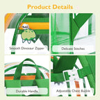 mommore Clear Backpack for Kids Dinosaur Backpack for Boys 4-8 Water-Resistant See Through Cartoon Toddler Bookbag with Chest Strap for Preschool Kindergarten Travel, Green