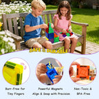 Mini Magnetic Tiles,42PCS Magnetic Building Blocks with Metal Storage Box,STEM Toys for Kids Ages 3+,Sensory Toys for Kids with Autism