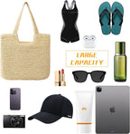Trifabricy Beach Bags for Women, Large Beach Bag, Woven Straw Tote Bags Waterproof, Weaving Swim Shopping Travel Bag