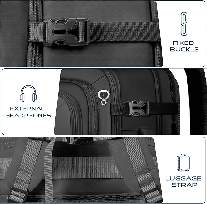 Travel Backpack, Extra Large Travel Backpack, TSA 18.4 inch Laptop Bag Flight Approved, Lightweight Business Luggage Bag, Gifts for Men Women, Black