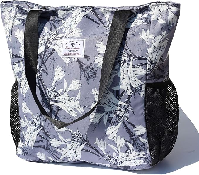 Original Floral Water Resistant Large Tote Bag Shoulder Bag for Gym Beach Travel Daily Bags Upgraded