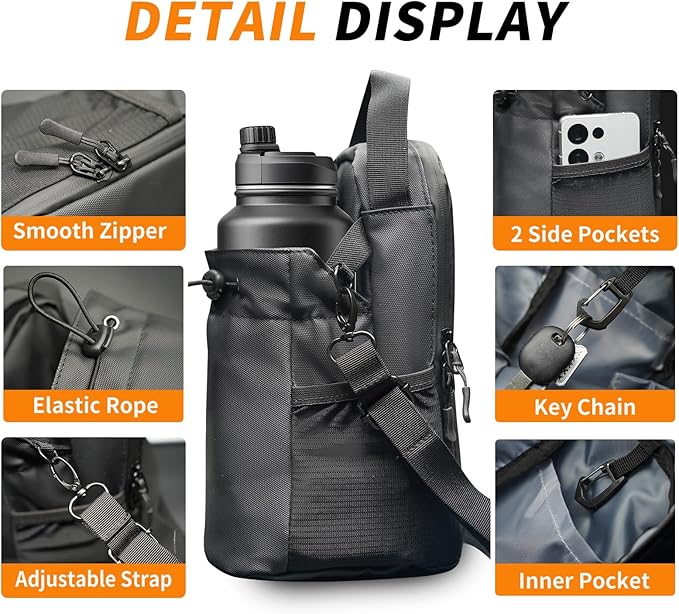 Magnetic Gym Bag for Women and Men, Magnetic Water Bottle Holder with Strap and Phone Pocket