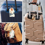 Rimilak 3 Pcs PU Leather Luggage Tags for Suitcase, Travel Cruise Luggage Tag with Privacy Flap, Name ID Label and Metal Loop for Women Men Baggage Handbag School Bag Backpack, Boho Plant