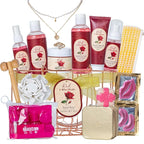 Mothers Day Gifts for Women, 23Pcs Bath and Body Gift for Women, Vanilla Rose Spa Gift Basket, Bath Gift, Spa Gift Kit, Home Spa Self Care, Necklace, Birthday, Christmas, Bridal Shower, Anniversary