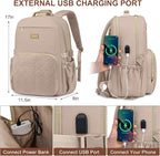 Focdod Laptop Backpack for Women Bookbag: 15.6 inch Work Backpacks with Pouch Pocket for Large Capacity Cup & USB Charger College Book Bag Travel Business Nurse Teacher Bookbags Anti-theft Back Pack