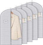 Syeeiex 40" Suit Bag, Set of 5 Garment Bags for Hanging Clothes, Suit Bags for Closet Storage, Garment Bags for Storage Suits,T-shirts, Jackets and Coats(Grey Pattern)