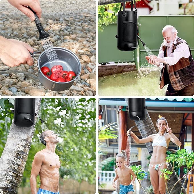 SPACEREST 5 Gal/3 Gal Solar Shower Bag, Solar Heating Camping Shower Bag, On-Off Switchable Shower Head, Portable Shower with Thick Tarpaulin for Camping, Surfing, Outdoor Traveling, No Tear & Leak