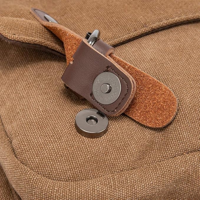 Vintage Genuine Leather Waxed Canvas Briefcase Large Satchel Shoulder Bag Rugged Computer 15.6" Laptop Bag