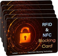 SaiTech IT 5 Pack RFID Blocking Card, Protector for Entire Wallet, Purse, and Debit Credit Cards from NFC Contactless Theft for Men & Women - Orange Black