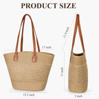 Trifabricy Beach Bags for Women, Large Beach Bag, Woven Straw Tote Bags Waterproof, Weaving Swim Shopping Travel Bag