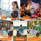 Sireck Camping Fan Rechargeable Portable Fan 12-Inch, 40000mAh Battery Powered Fan with LED Light, Digital Display, Timer, 6 Wind Speeds Cordless USB Desk Fan for Tent, Travel (Orange)