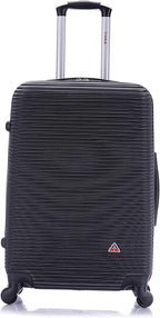 InUSA ROYAL Hardside Spinner Luggage with Ergonomic Handles | Spacious Travel Suitcase with Four Spinner Wheels and Studs | 24 Inch Medium Hardside Spinner Luggage | Black