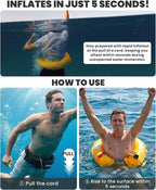Owntop Manual Inflatable Belt Pack, Adults Swim Jacket with Blowpipe & Whistle, 24g CO2 Cylinder Included, Low Profile for Kayaking, Fishing, Paddle Sports