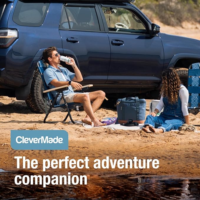 CleverMade Pacifica Collapsible Cooler Bag – Small Portable Cooler Bag for Travel, Foldable Insulated Cooler for Beach, Picnic & Road Trips, Holds Up to 18 Cans, Leakproof Soft Carry Cooler - Ocean