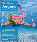 Aegend Snorkeling Gear for Adults Youth Kids, Snorkel Mask with Top Dry Valve - Panoramic View Anti-Leak and Anti-Fog with Mesh Bag for Snorkeling, Scuba Diving, Freediving & Swimming