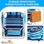 2 Pack Lightweight Portable Camping Beach Chair for Adults, Outdoor Lay Flat Folding Beach Chairs with 5 Positions, Backpack Beach Chair with Towel Bar, Zipper Pouch, Cup Holder, Blue Green