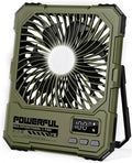 Portable Fan, Camping Fan, 20000mAh 6-Inch 18-85H Rechargeable Ultra Thin Foldable with Built-in Power Bank, LED Light, Remote Control, Hook for Outdoor Camping Tent RV Travel (Green)